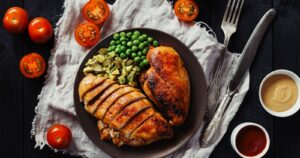 sliced chicken breast with vegetables