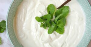 bowl of yogurt with a spoon